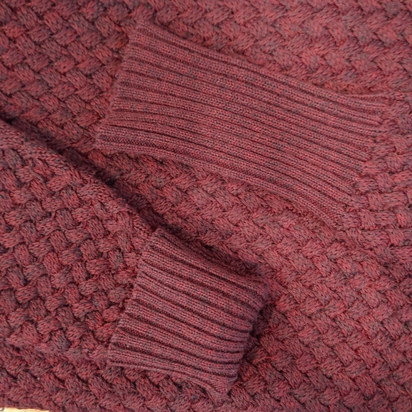 Athleta Cypress Wool Blend Basket Weave Long Sleeve Burgundy Sweater Size Small - Picture 13 of 13